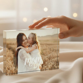 Custom Mom Established Modern Script Photo Block