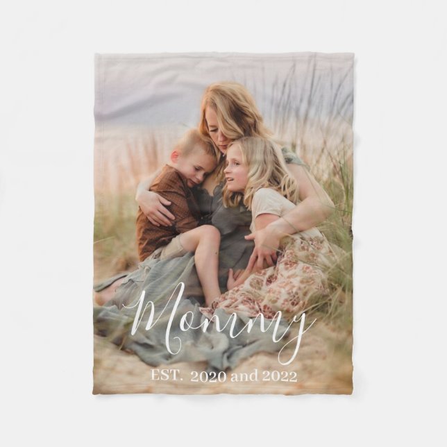 Custom Mom Established Modern Script Photo  Fleecedecke (Vorderseite)