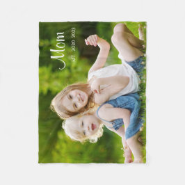 Custom Mom Established Modern Script Photo Fleecedecke