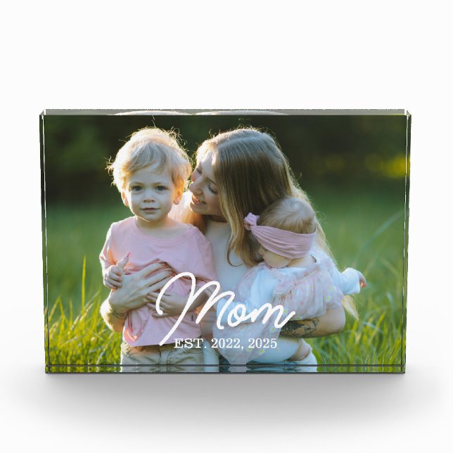 Custom Mom Established Modern Script Photo Fotoblock (Vorderseite)