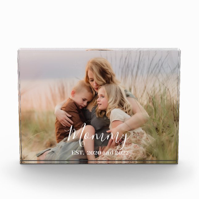 Custom Mom Established Modern Script Photo  Fotoblock (Vorderseite)