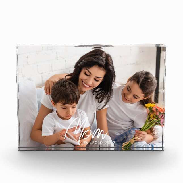 Custom Mom Established Modern Script Photo Fotoblock (Vorderseite)