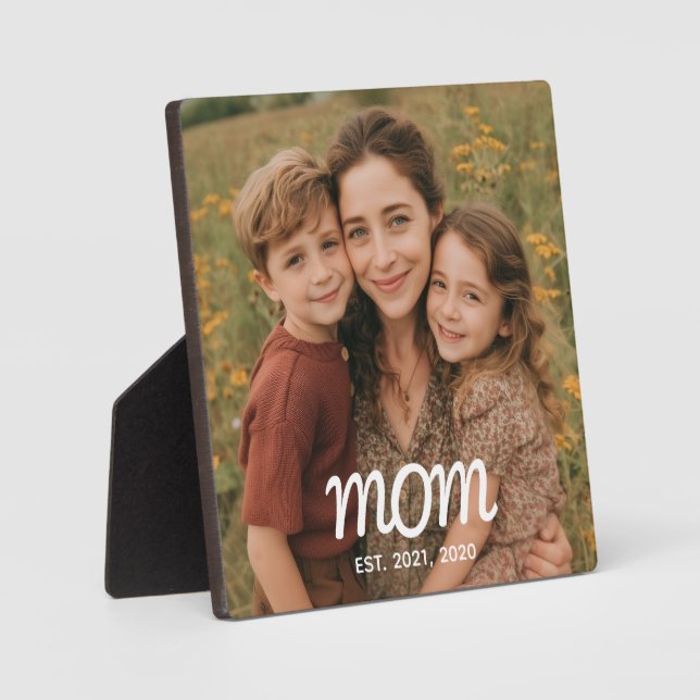 Custom Mom Established Modern Script Photo Fotoplatte (Vorderseite)
