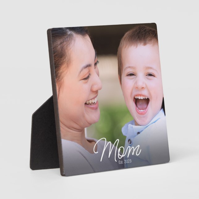 Custom Mom Established Modern Script Photo Fotoplatte (Vorderseite)