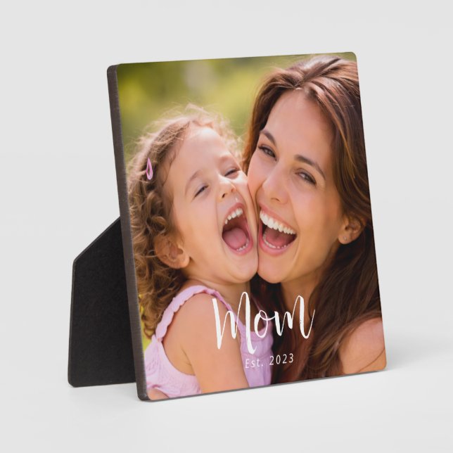 Custom Mom Established Modern Script Photo Fotoplatte (Vorderseite)