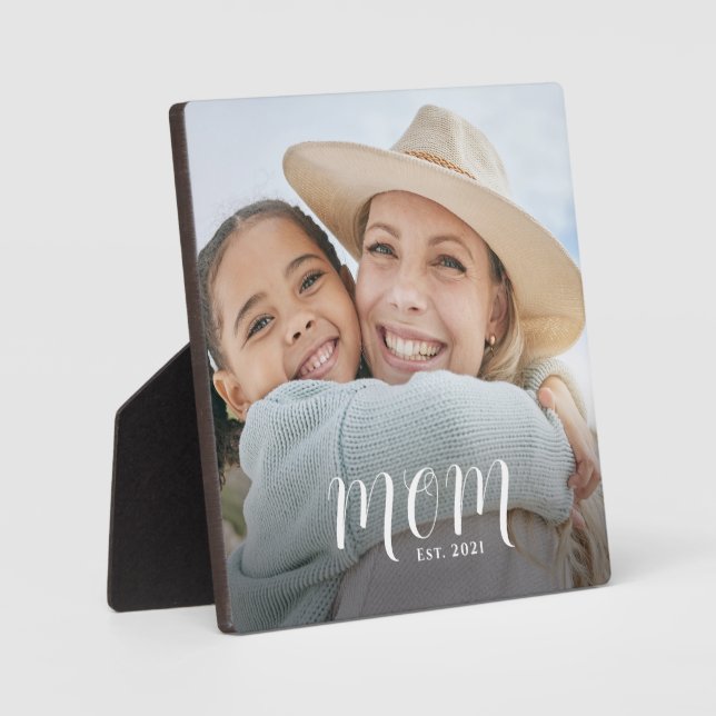 Custom Mom Established Modern Script Photo Fotoplatte (Vorderseite)