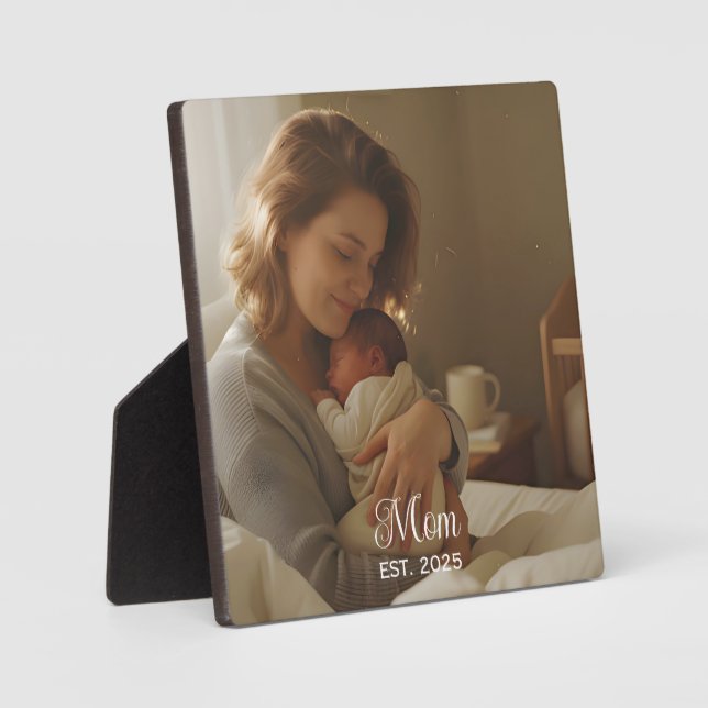 Custom Mom Established Modern Script Photo Fotoplatte (Vorderseite)