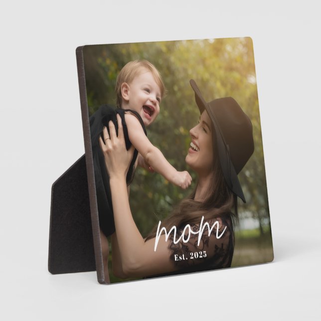 Custom Mom Established Modern Script Photo Fotoplatte (Vorderseite)