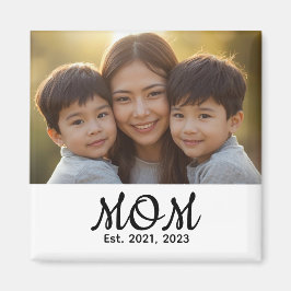 Custom Mom Established Modern Script Photo Magnet