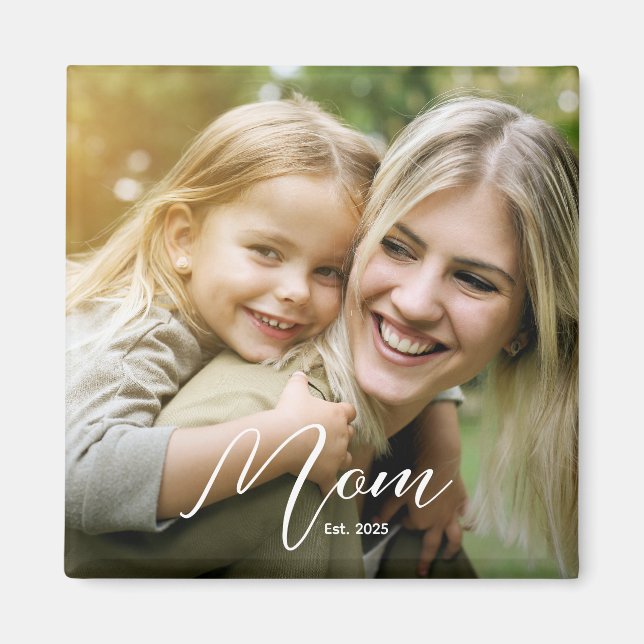 Custom Mom Established Modern Script Photo Magnet (Vorne)