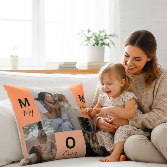 Custom "MOM" Photo Collage Throw Pillow Kissen (Von Creator hochgeladen)