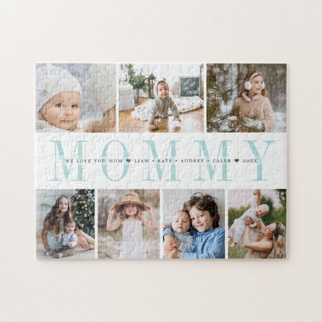 Custom Mommy 7 Foto Kids Collage Puzzle (Horizontal)