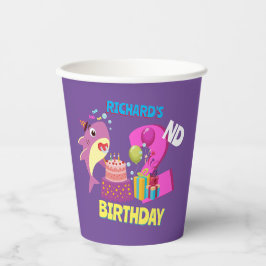 Custom Mommy Aunty Papa Daddy Shark Birthday Gesch Pappbecher