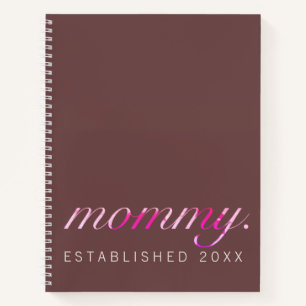 Custom Mommy Est. Jahr Name Braun rosa Minimalisti Notizbuch