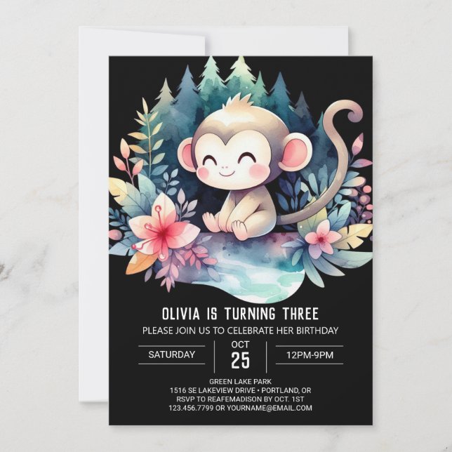 Custom Monkey Birthday Einladung (Vorderseite)