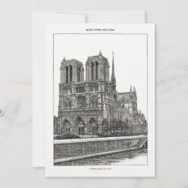 Custom Monochrome Paris Travel Notre Dame Postcard Einladung