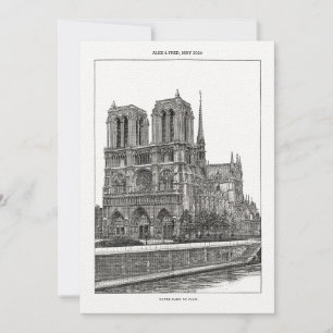 Custom Monochrome Paris Travel Notre Dame Postcard Einladung