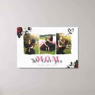 Custom Monogram 3 Foto Collage Mother Family Leinwanddruck
