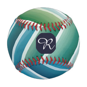 Custom Monogram Abstrakt Blue Green Baseball