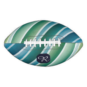 Custom Monogram Abstrakt Blue Green Football
