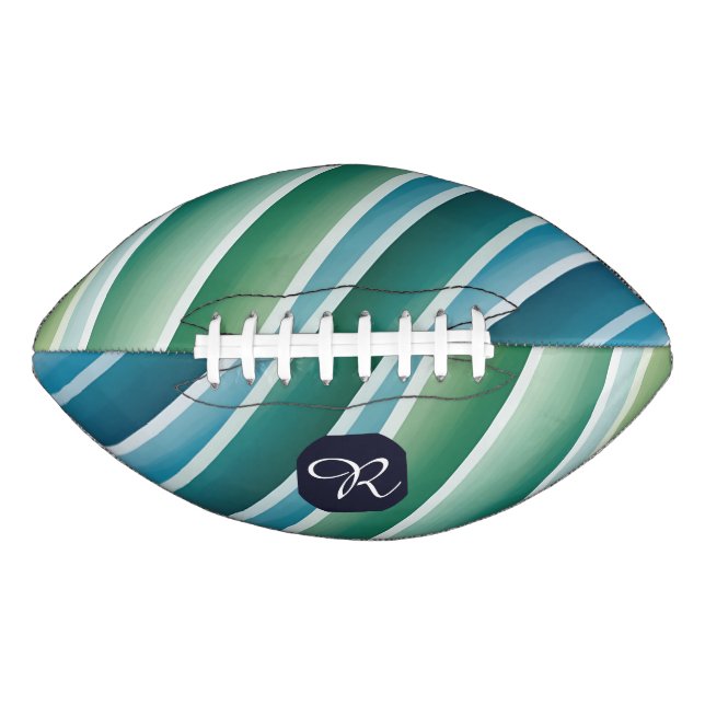 Custom Monogram Abstrakt Blue Green Football (Vorderseite)