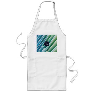 Custom Monogram Abstrakt Blue Green Long Schürze
