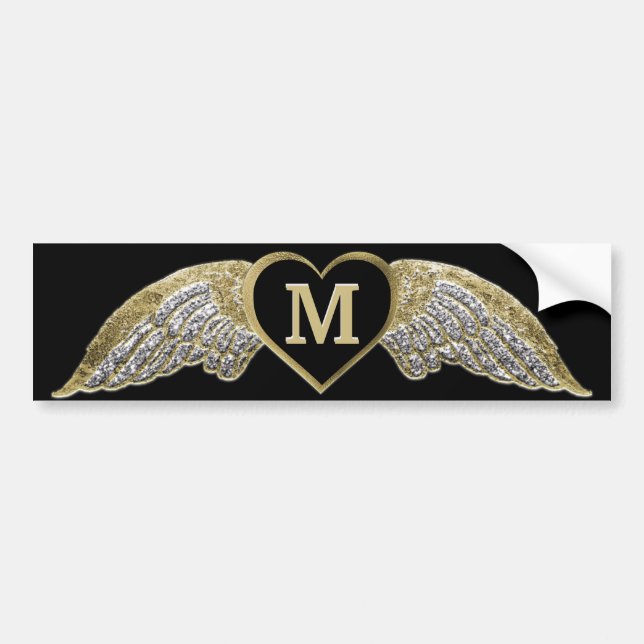 Custom Monogram Angel Wings Autoaufkleber (Vorne)