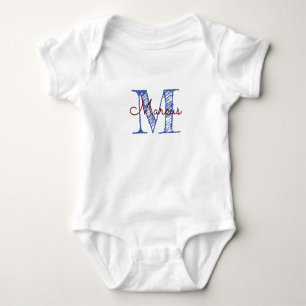 Custom Monogram Baby Boy Hand Letted Baby Strampler