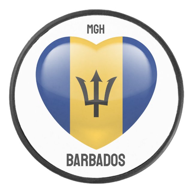 Custom Monogram Barbados Liebe Eishockey Puck (Vorderseite)