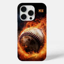 Custom Monogram Baseball on Fire Case-Mate iPhone Hülle