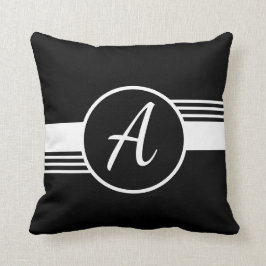 Custom Monogram Black & White Pillow Kissen