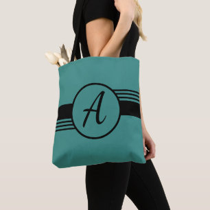 Custom Monogram Blue & Black Tot Bag