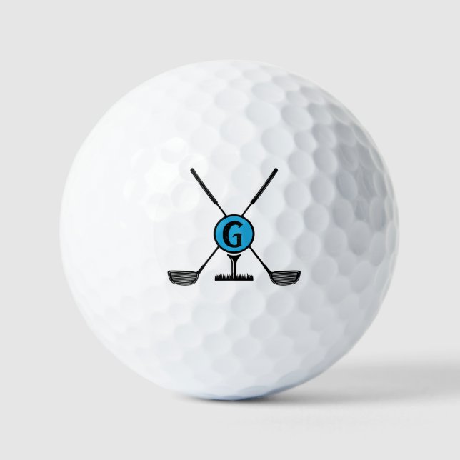 Custom Monogram Blue Golfball (Vorderseite)