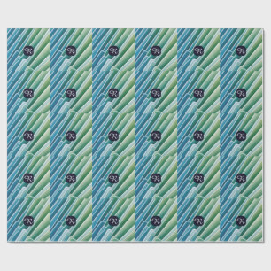 Custom Monogram Blue Green Abstrakt Wrapping Paper Geschenkpapier