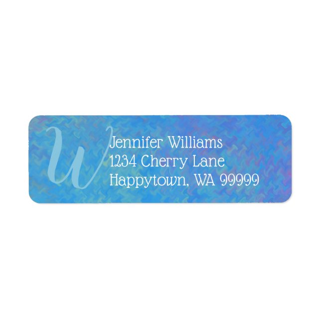 Custom Monogram Blue Marble Art Rücksendeadresse (Vorne)