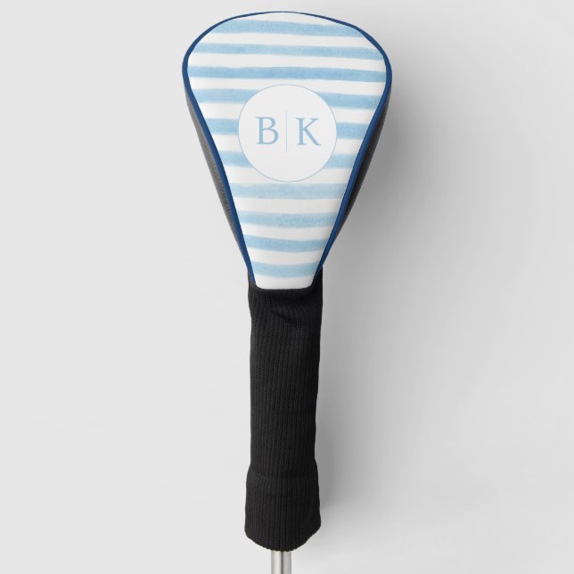 Custom Monogram Blue Strip Golf Head Cover Headcover (Vorderseite)