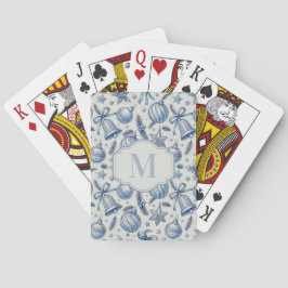 Custom Monogram Blue Toile Weihnachtsschmuck Spielkarten