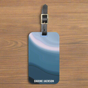 Custom Monogram Blue Watercolor Ocean Gepäckanhänger