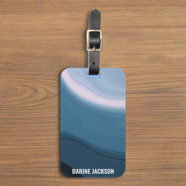 Custom Monogram Blue Watercolor Ocean Gepäckanhänger (Von Creator hochgeladen)