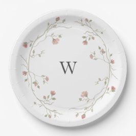 Custom Monogram Blush and Sage Wedding Plate Pappteller