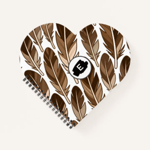 Custom Monogram Boho Heart Notebook - Braun Notizbuch