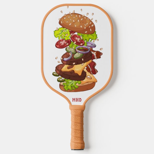 Custom Monogram Burger Pickleball Schläger (Vorderseite)