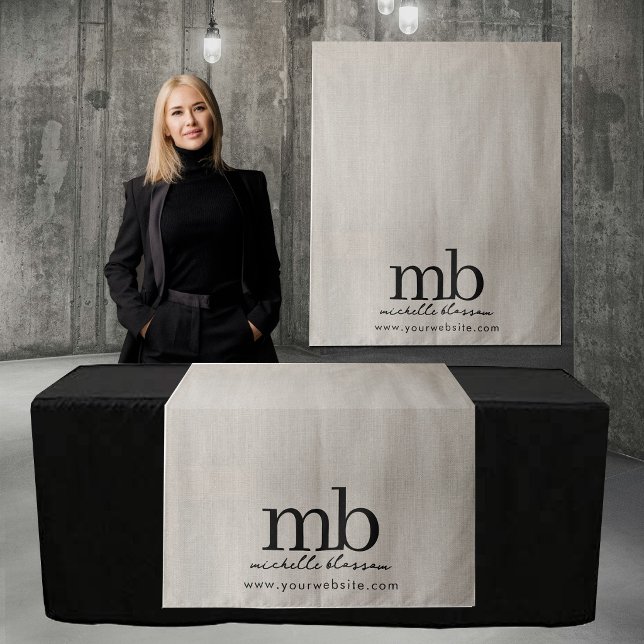 Custom Monogram Business Table Runner Banner Linen Wandteppich (Custom Monogram Business Table Runner Banner Linen Tapestry)