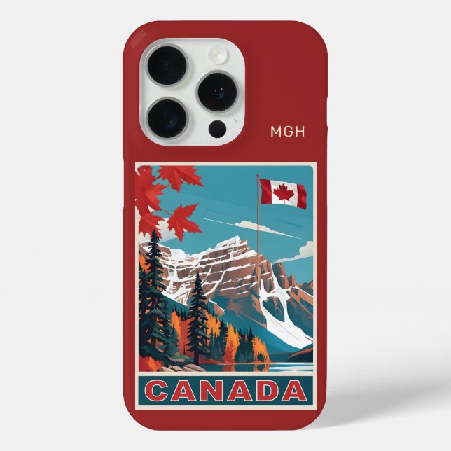 Custom Monogram Canada Travel Poster Case-Mate iPhone Hülle (Rückseite)