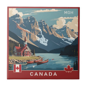 Custom Monogram Canada Travel Poster Fliese