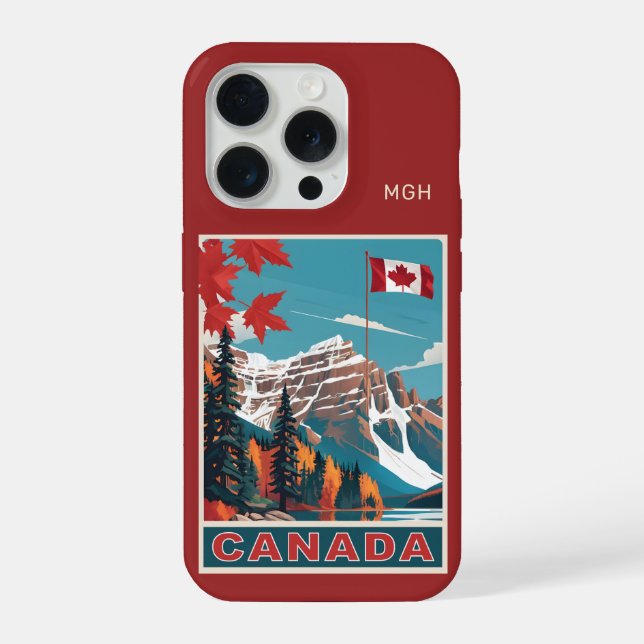 Custom Monogram Canada Travel Poster iPhone Hülle (Rückseite)
