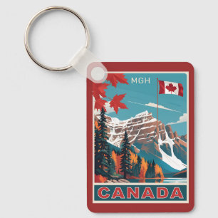 Custom Monogram Canada Travel Poster Schlüsselanhänger