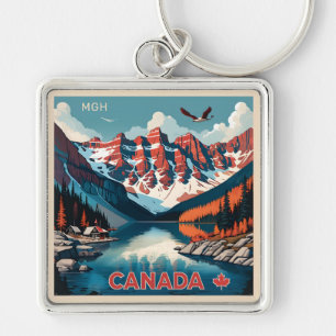 Custom Monogram Canada Travel Poster Schlüsselanhänger