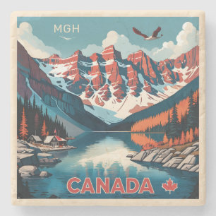 Custom Monogram Canada Travel Poster Steinuntersetzer