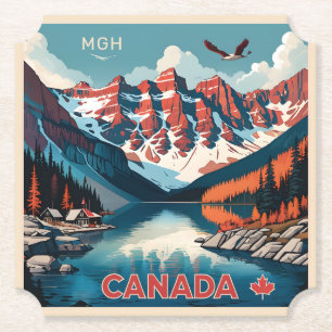 Custom Monogram Canada Travel Poster Untersetzer
